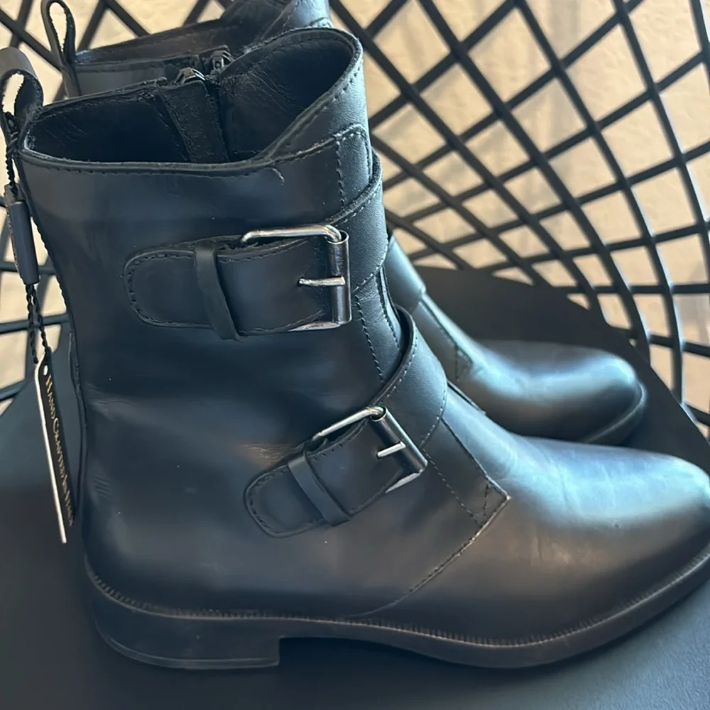 Emanuele Crasto Leather Boots Made in Italy in Black Sz 38 - Picture 3 of 15